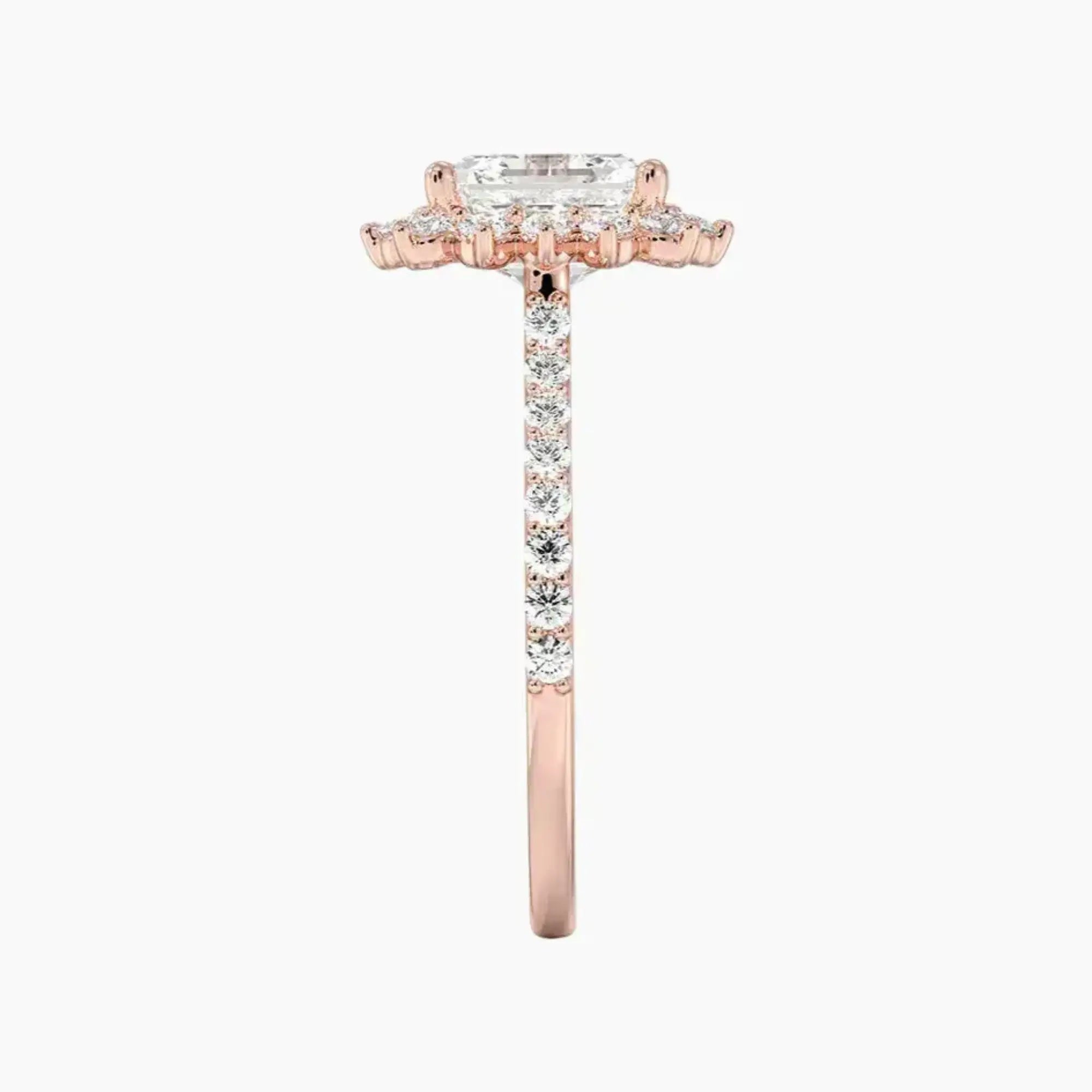 Soraya Pave Asscher Designer 1.5 Carat Lab Grown Diamond Engagement Ring in 18K Yellow Gold