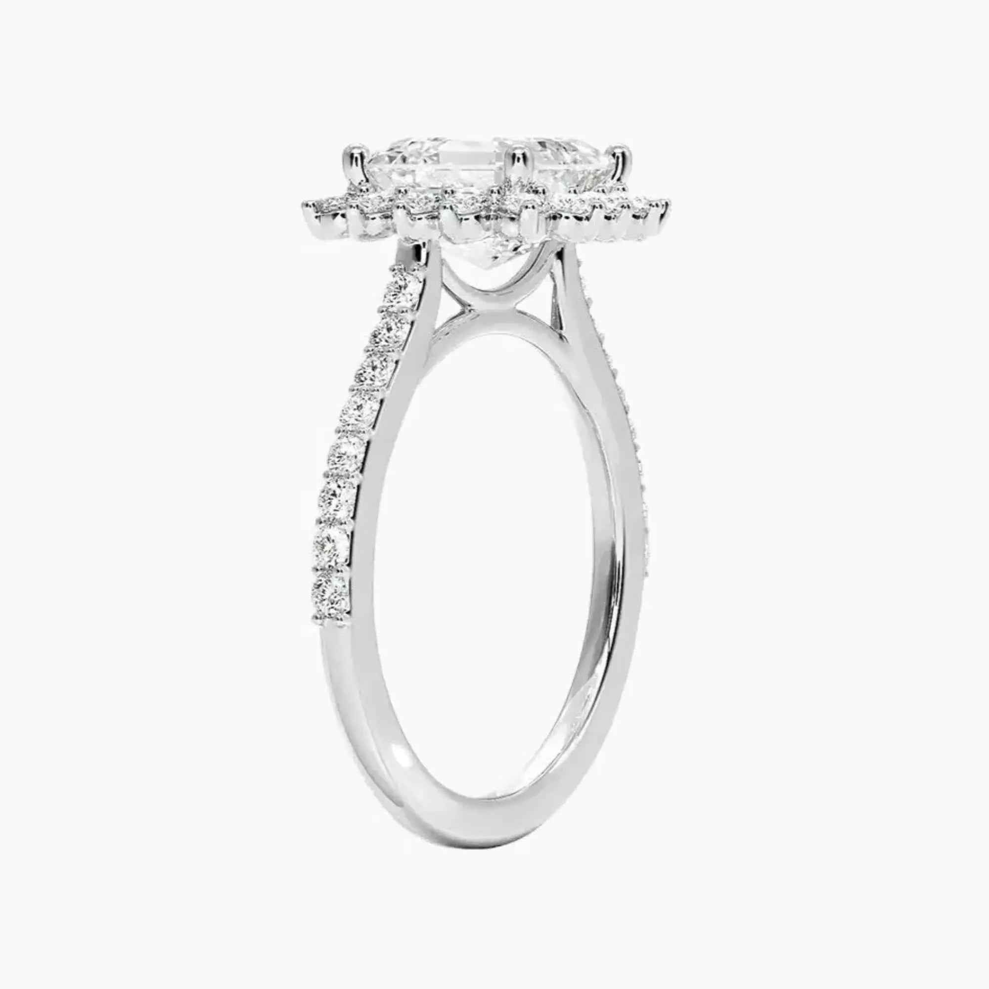 Soraya Pave Asscher Designer Diamond Ring Setting in 14K Rose Gold