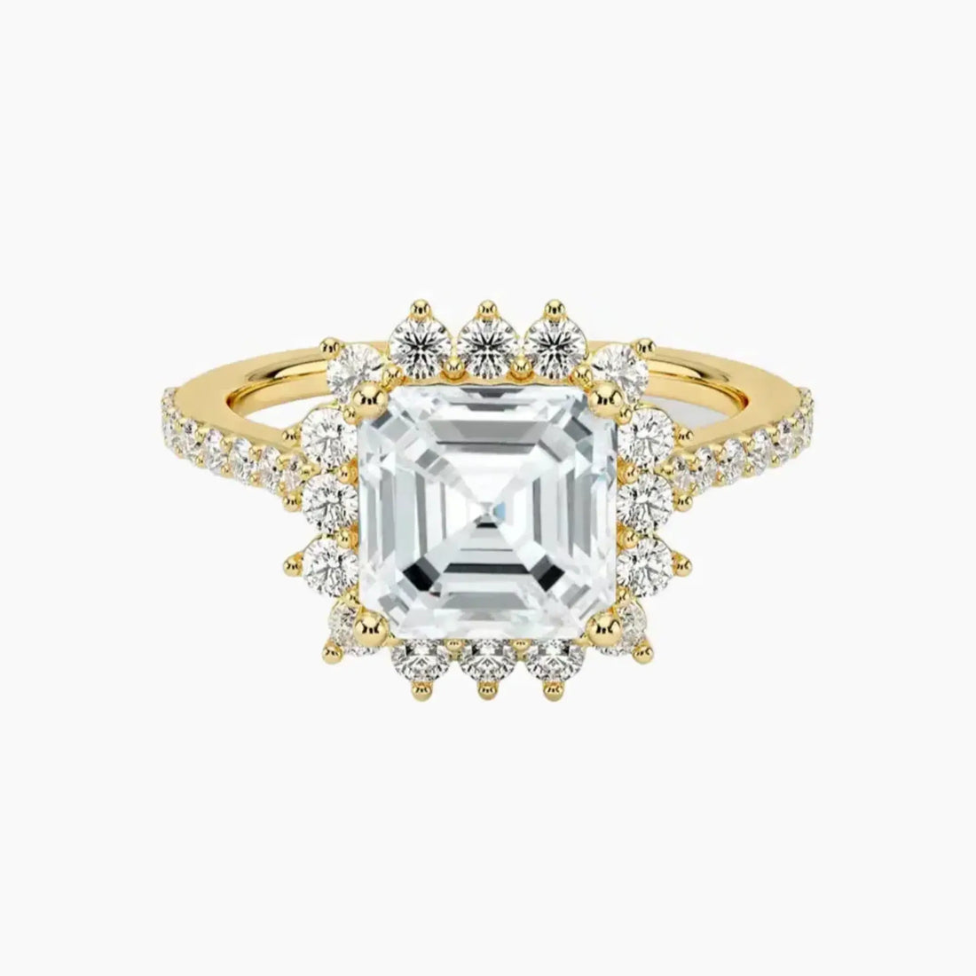 Soraya Pave Asscher Designer 1 Carat Lab Grown Diamond Engagement Ring in 18K Rose Gold