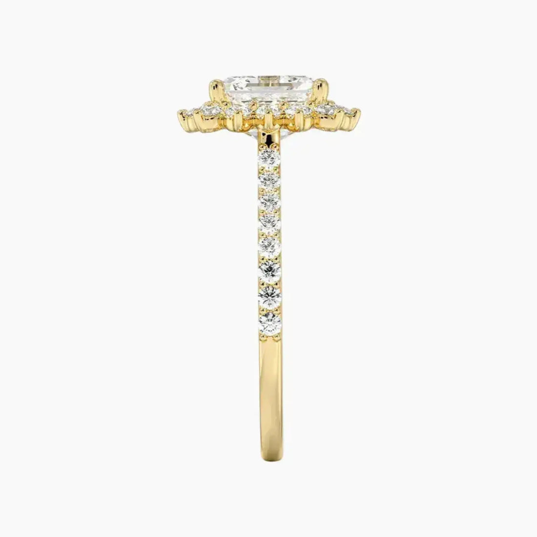Soraya Pave Asscher Designer 2 Carat Lab Grown Diamond Engagement Ring in 14K Yellow Gold
