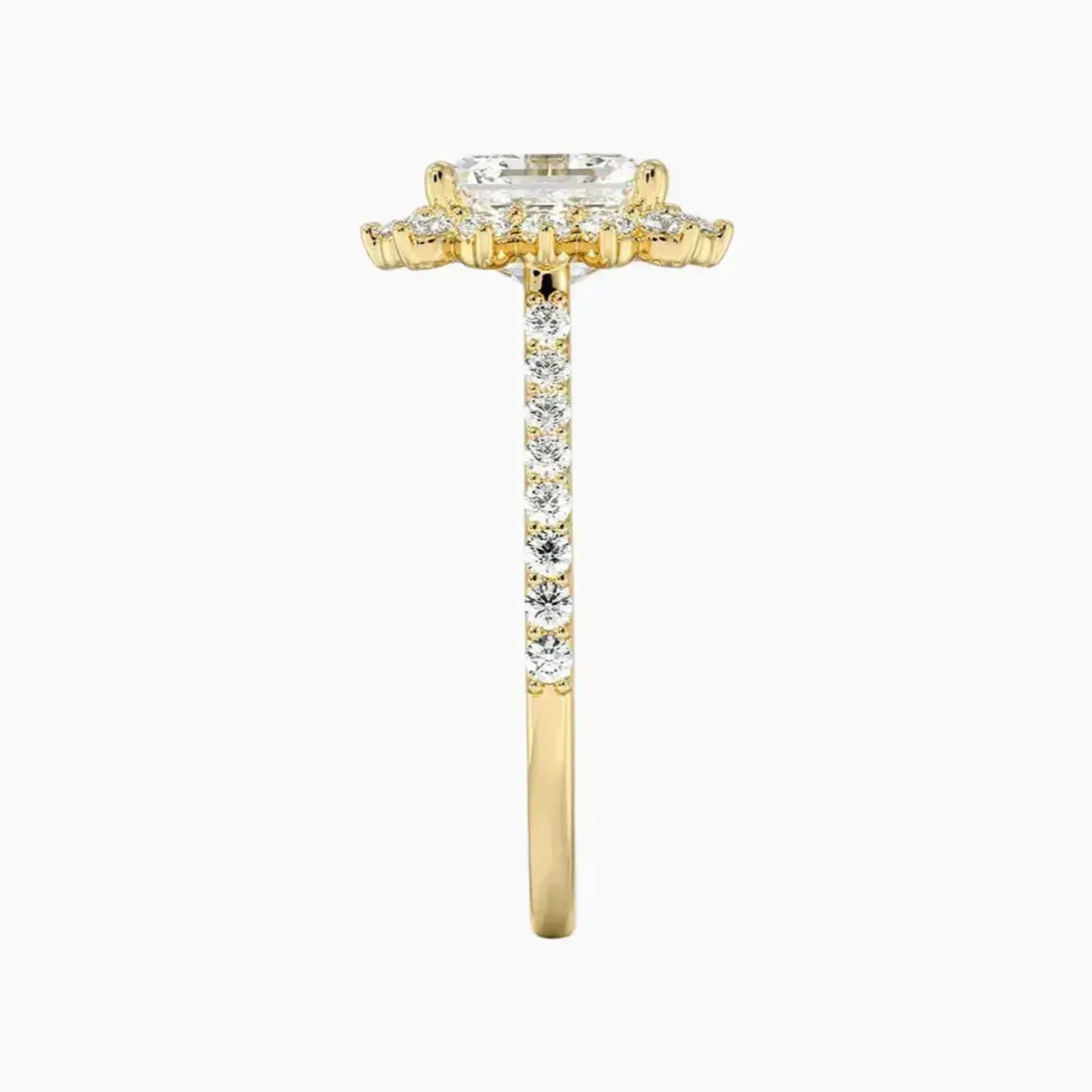 Soraya Pave Asscher Designer Diamond Ring Setting in 14K Rose Gold