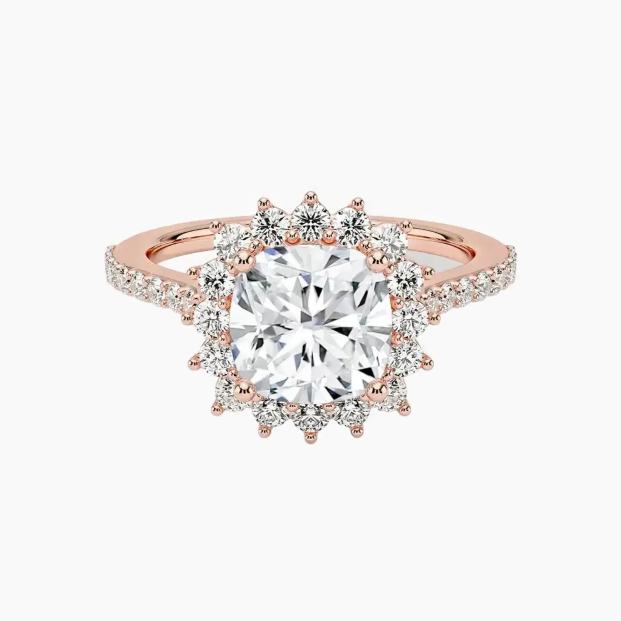 Soraya Pave Cushion Designer 1 Carat Lab Grown Diamond Engagement Ring in 14K Yellow Gold
