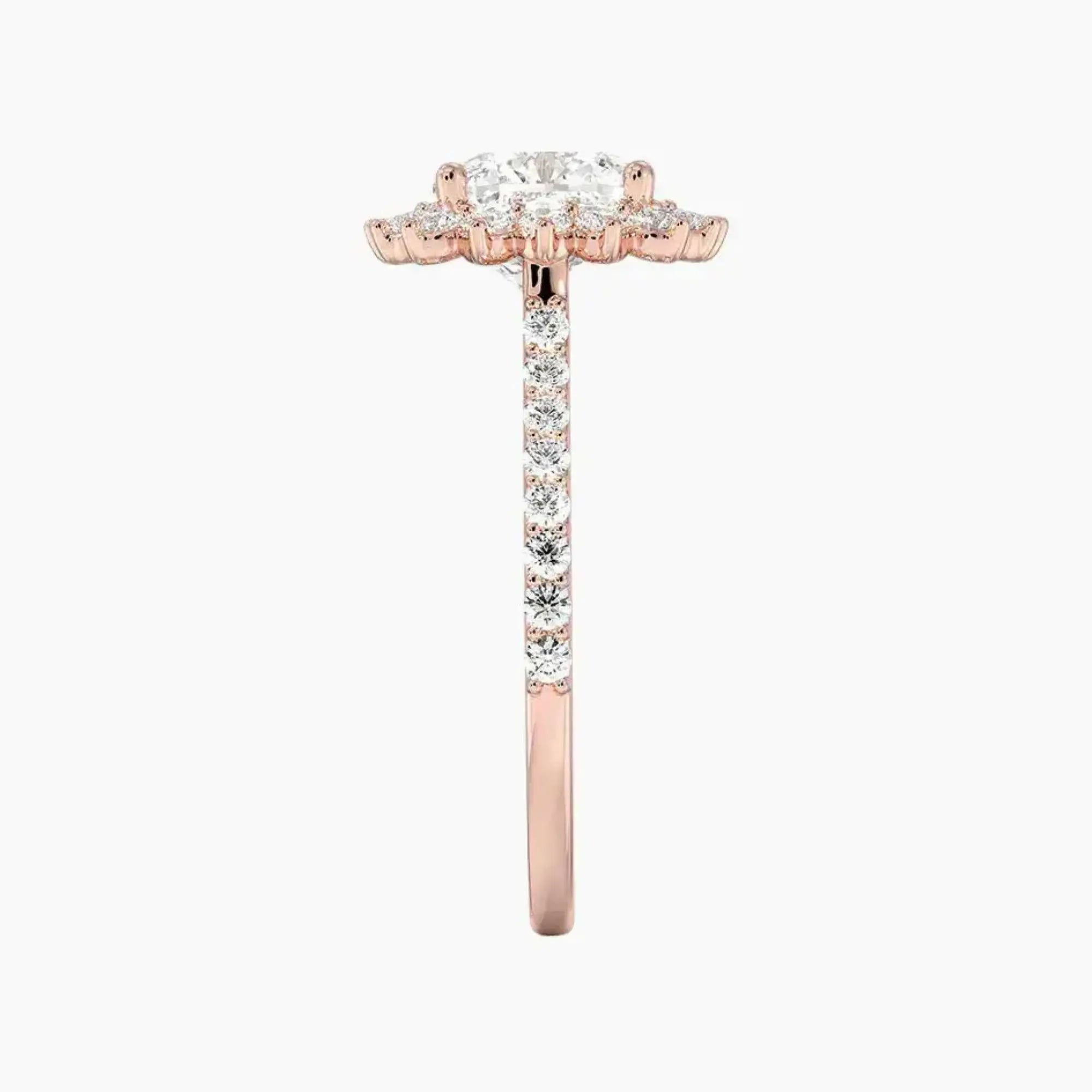 Soraya Pave Cushion Designer 1 Carat Lab Grown Diamond Engagement Ring in 18K Yellow Gold