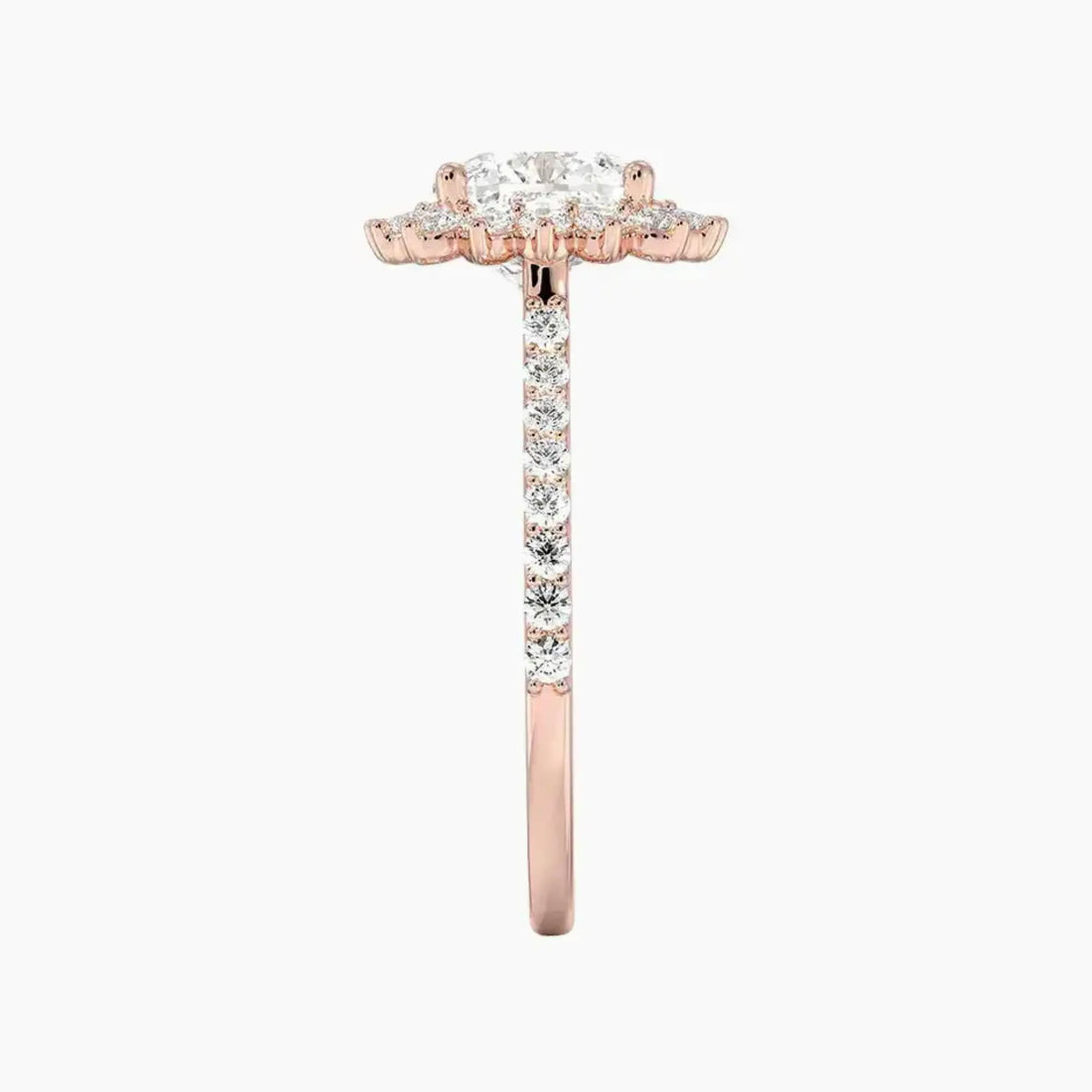 Soraya Pave Cushion Designer 1.5 Carat Lab Grown Diamond Engagement Ring in 14K White Gold