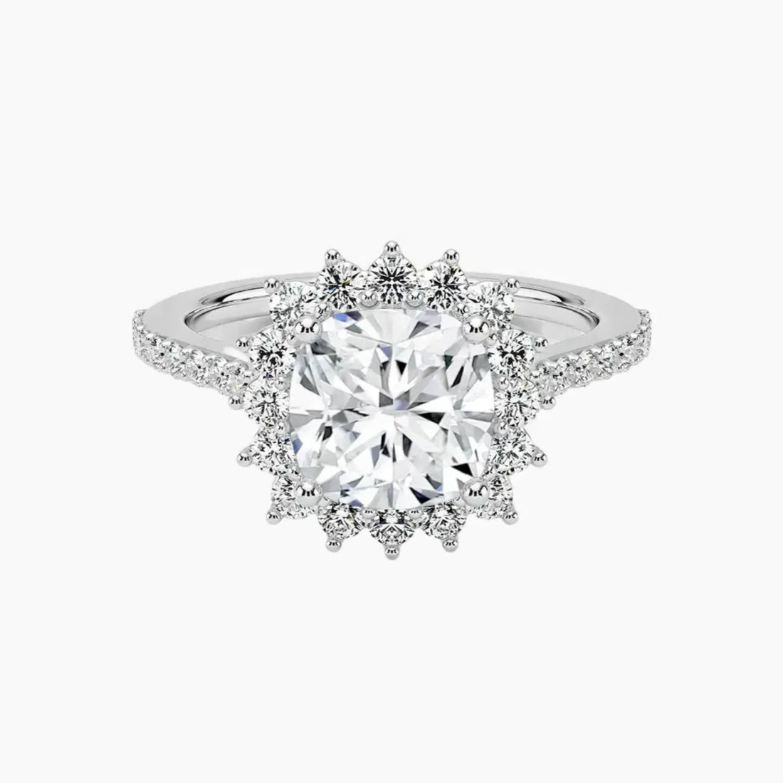 Soraya Pave Cushion Designer 1.5 Carat Lab Grown Diamond Engagement Ring in 14K White Gold