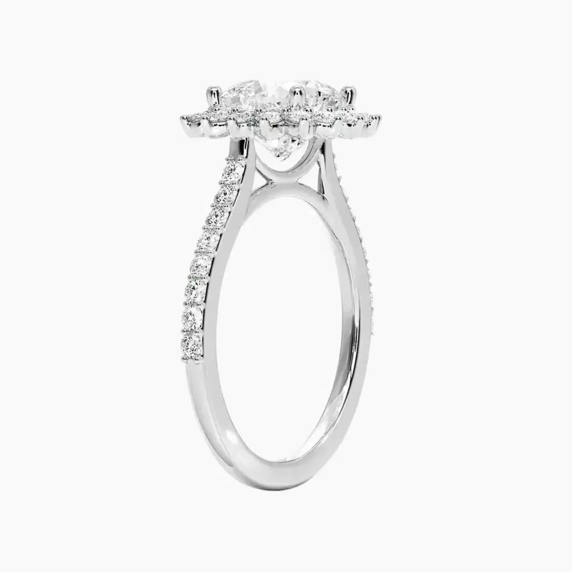 Soraya Pave Cushion Designer 1.5 Carat Lab Grown Diamond Engagement Ring in 14K Rose Gold