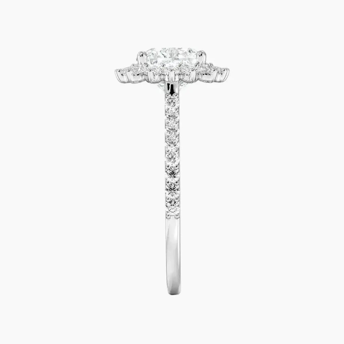 Soraya Pave Cushion Designer 1 Carat Lab Grown Diamond Engagement Ring in 14K Yellow Gold