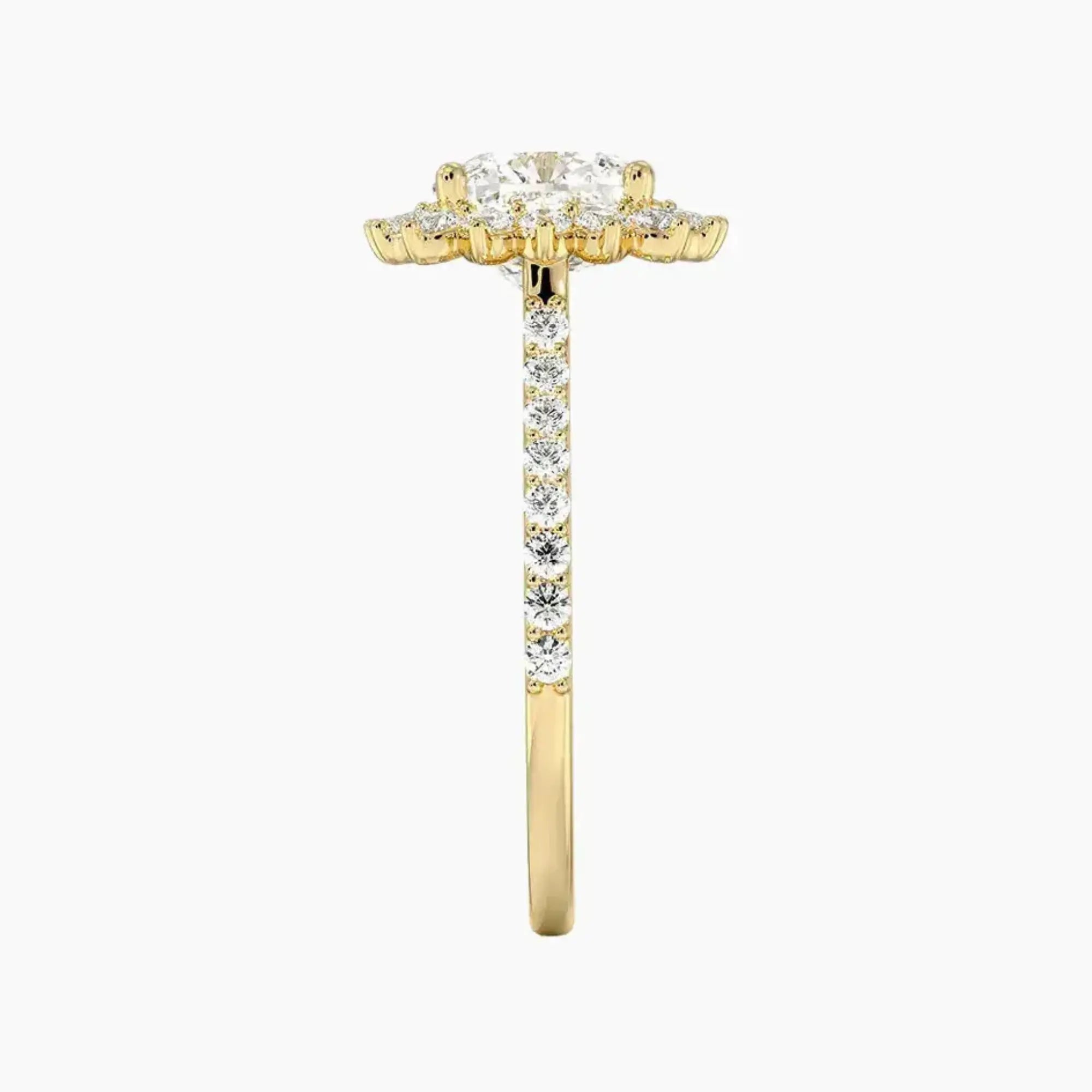 Soraya Pave Cushion Designer 3 Carat Lab Grown Diamond Engagement Ring in 14K Rose Gold