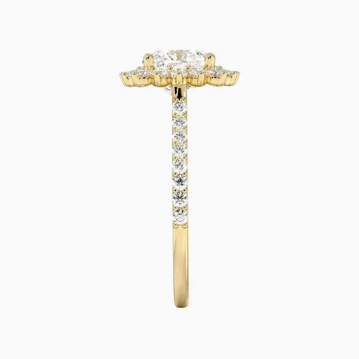 Soraya Pave Cushion Designer 1 Carat Lab Grown Diamond Engagement Ring in 14K Rose Gold
