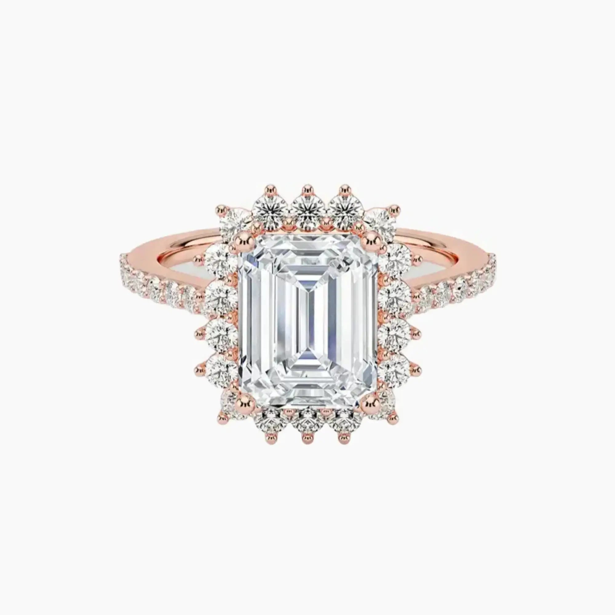 Soraya Pave Emerald Designer 2.5 Carat Lab Grown Diamond Engagement Ring in 18K White Gold