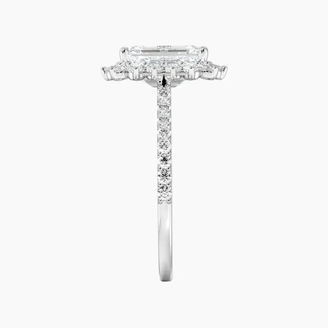 Soraya Pave Emerald Designer Diamond Ring Setting in 18K White Gold