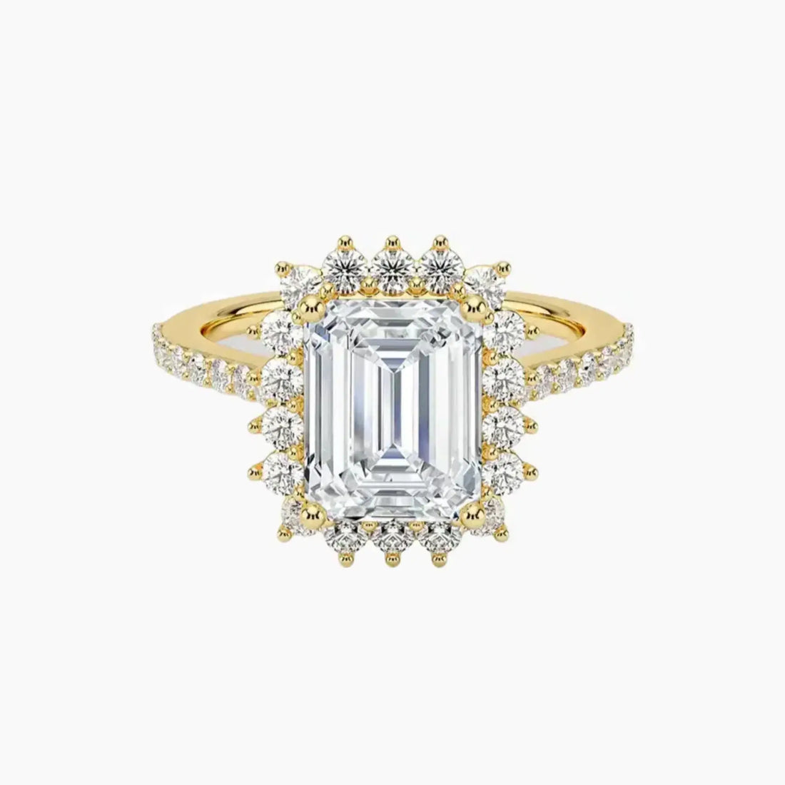 Soraya Pave Emerald Designer 3 Carat Lab Grown Diamond Engagement Ring in 18K White Gold