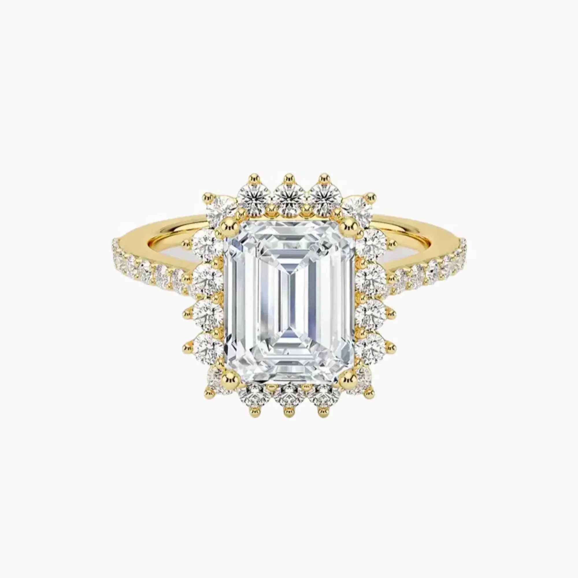 Soraya Pave Emerald Designer 1.5 Carat Lab Grown Diamond Engagement Ring in 18K White Gold