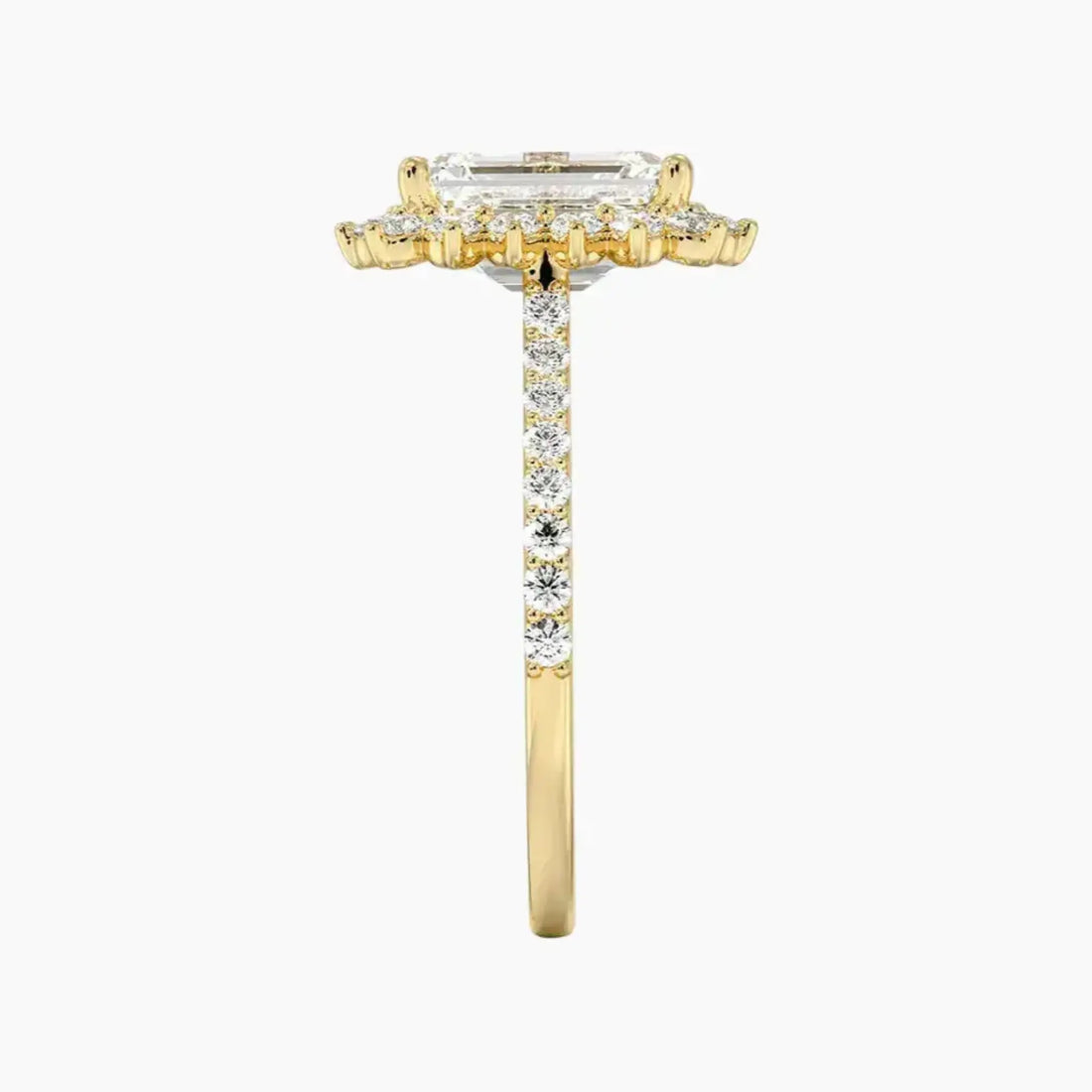 Soraya Pave Emerald Designer 1 Carat Lab Grown Diamond Engagement Ring in 14K Rose Gold