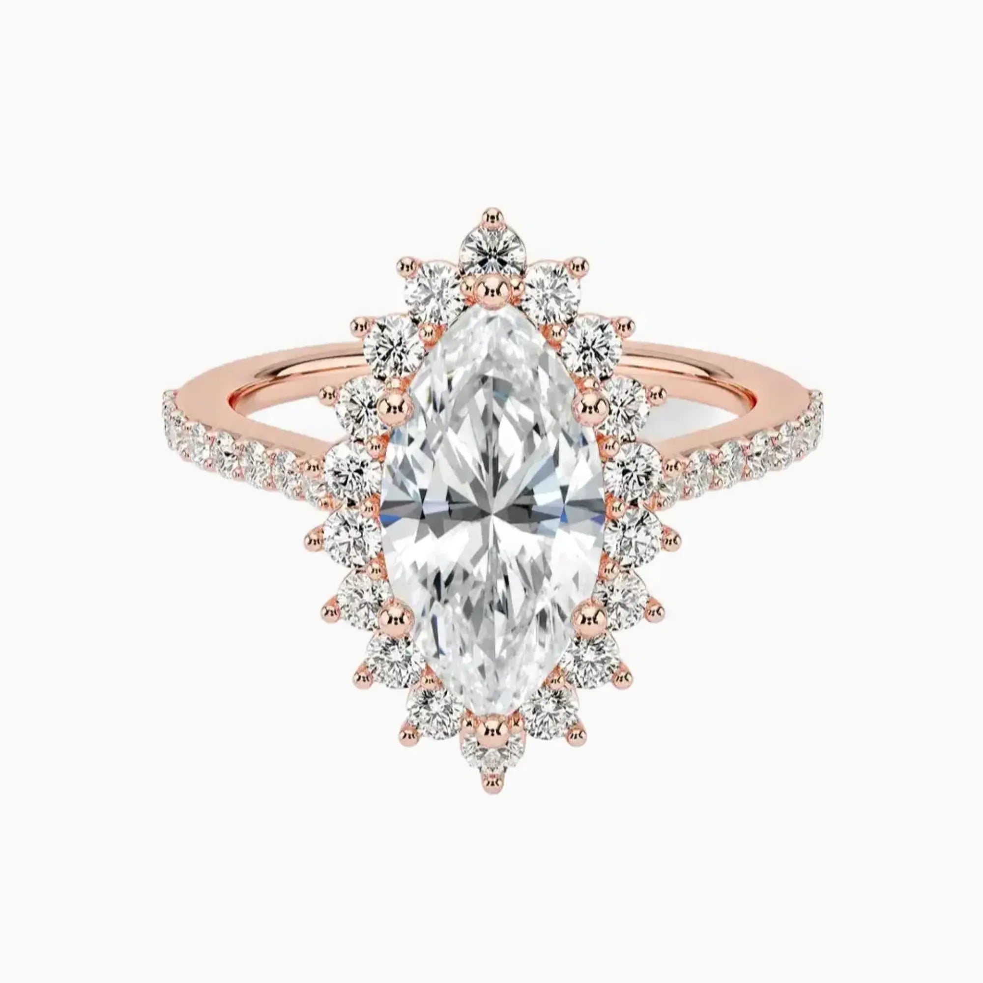 Soraya Pave Marquise Designer 1 Carat Lab Grown Diamond Engagement Ring in 18K Rose Gold