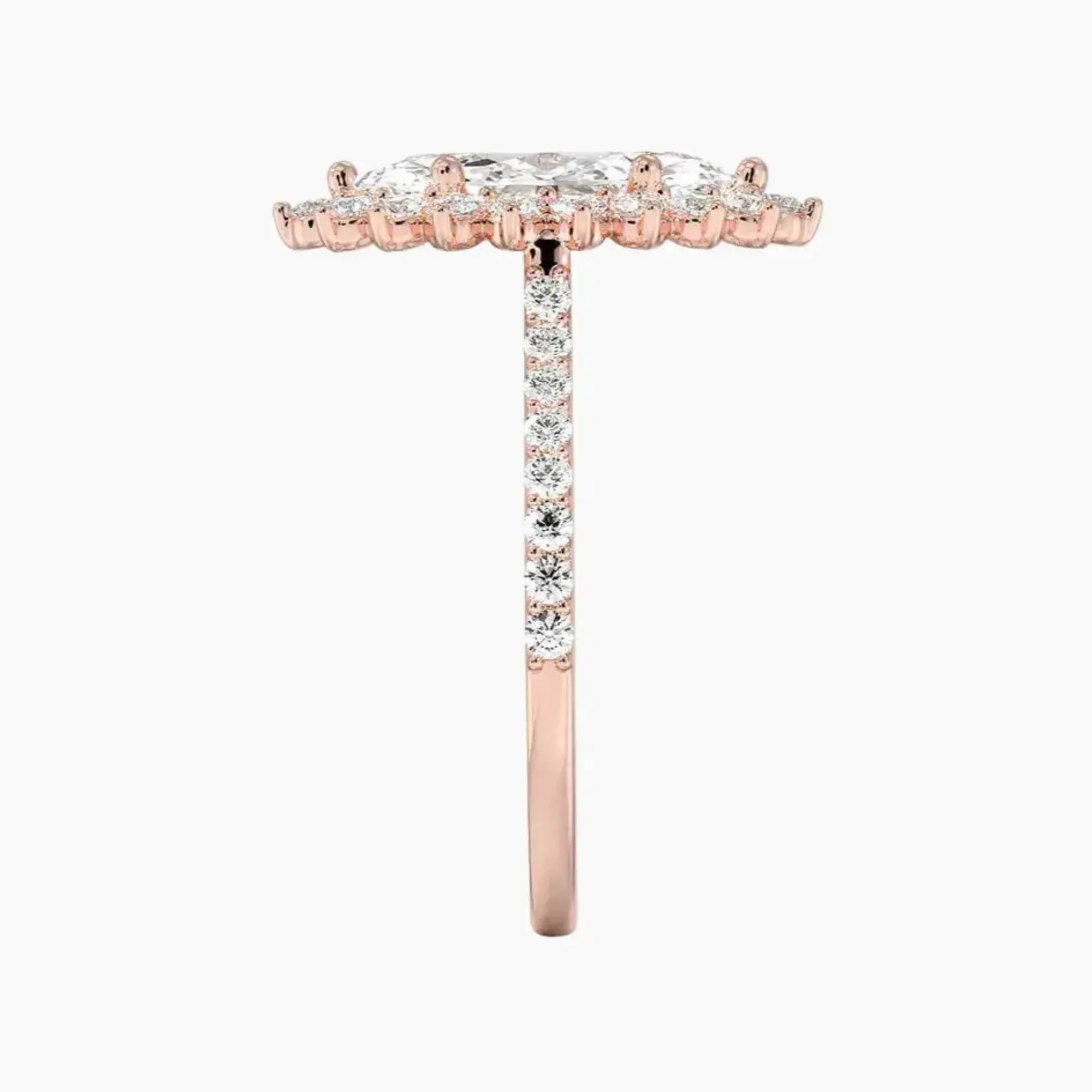 Soraya Pave Marquise Designer 3 Carat Lab Grown Diamond Engagement Ring in 18K Yellow Gold