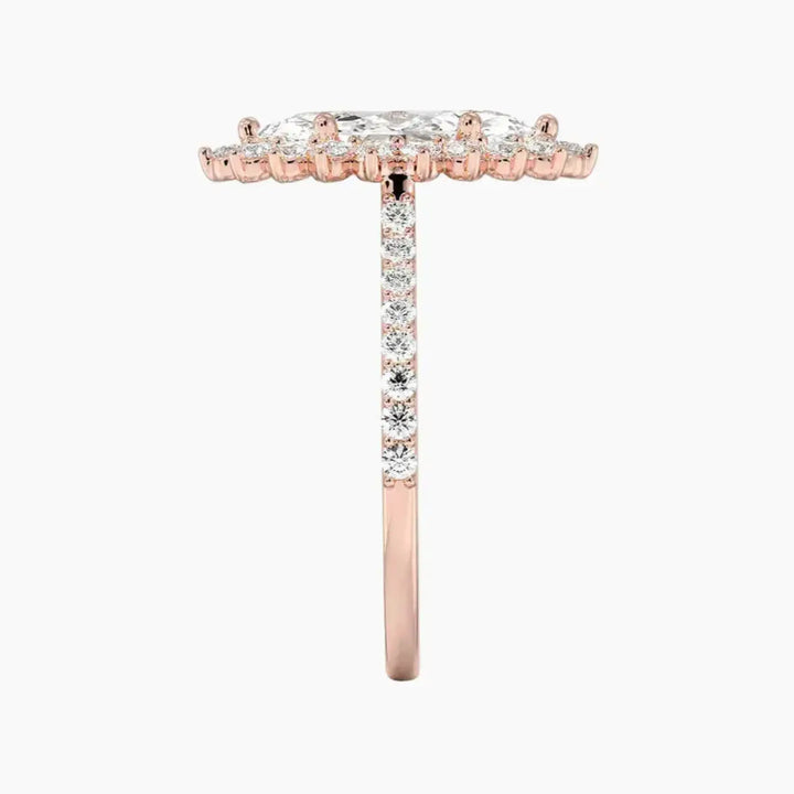 Soraya Pave Marquise Designer 1 Carat Lab Grown Diamond Engagement Ring in 14K White Gold