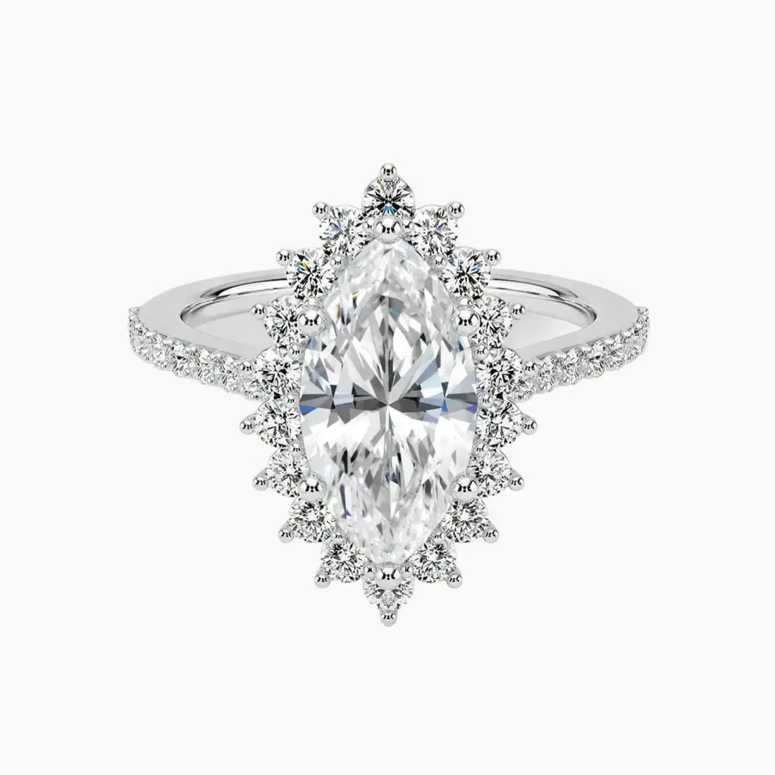 Soraya Pave Marquise Designer 1.5 Carat Lab Grown Diamond Engagement Ring in 18K Yellow Gold