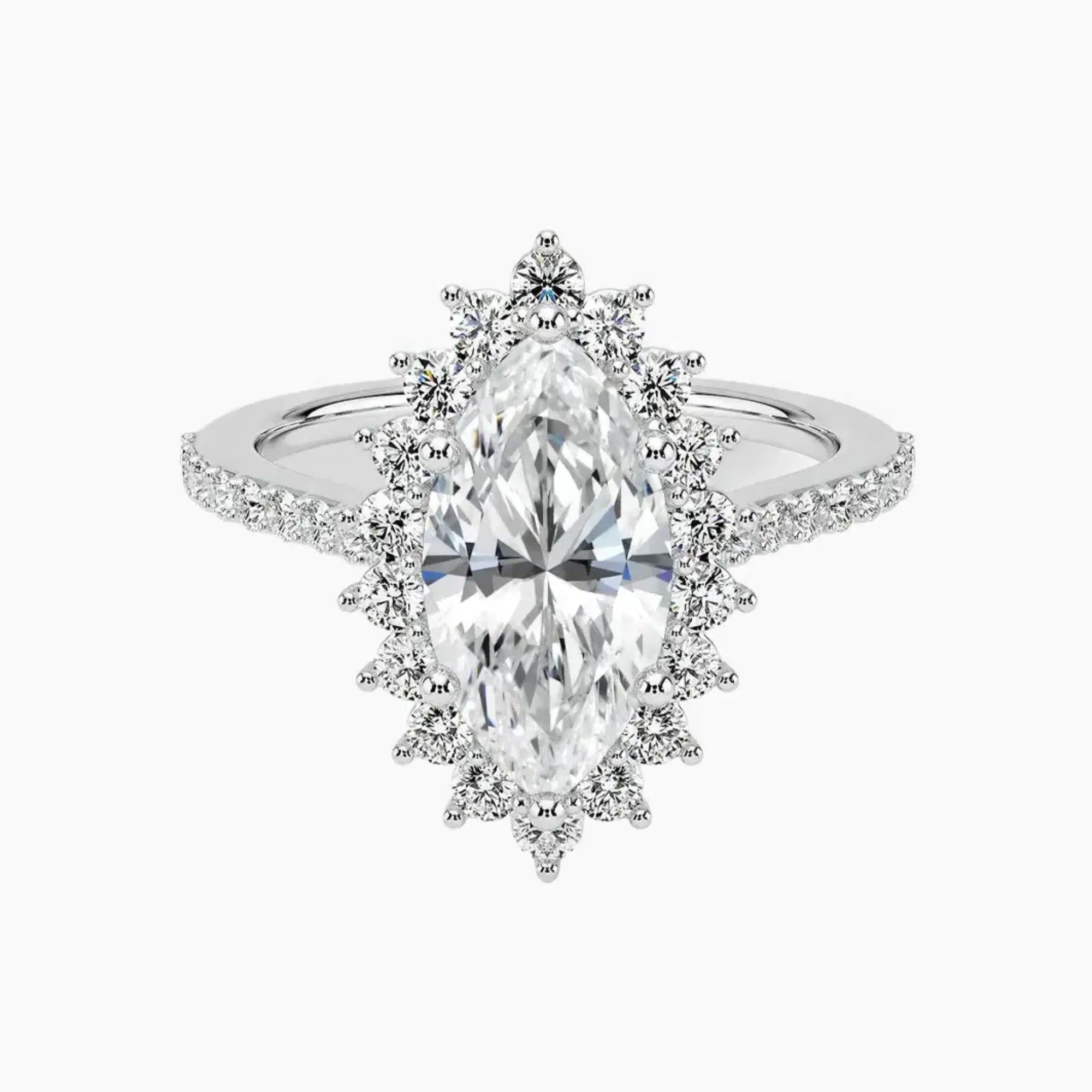 Soraya Pave Marquise Designer 1 Carat Lab Grown Diamond Engagement Ring in 14K Yellow Gold