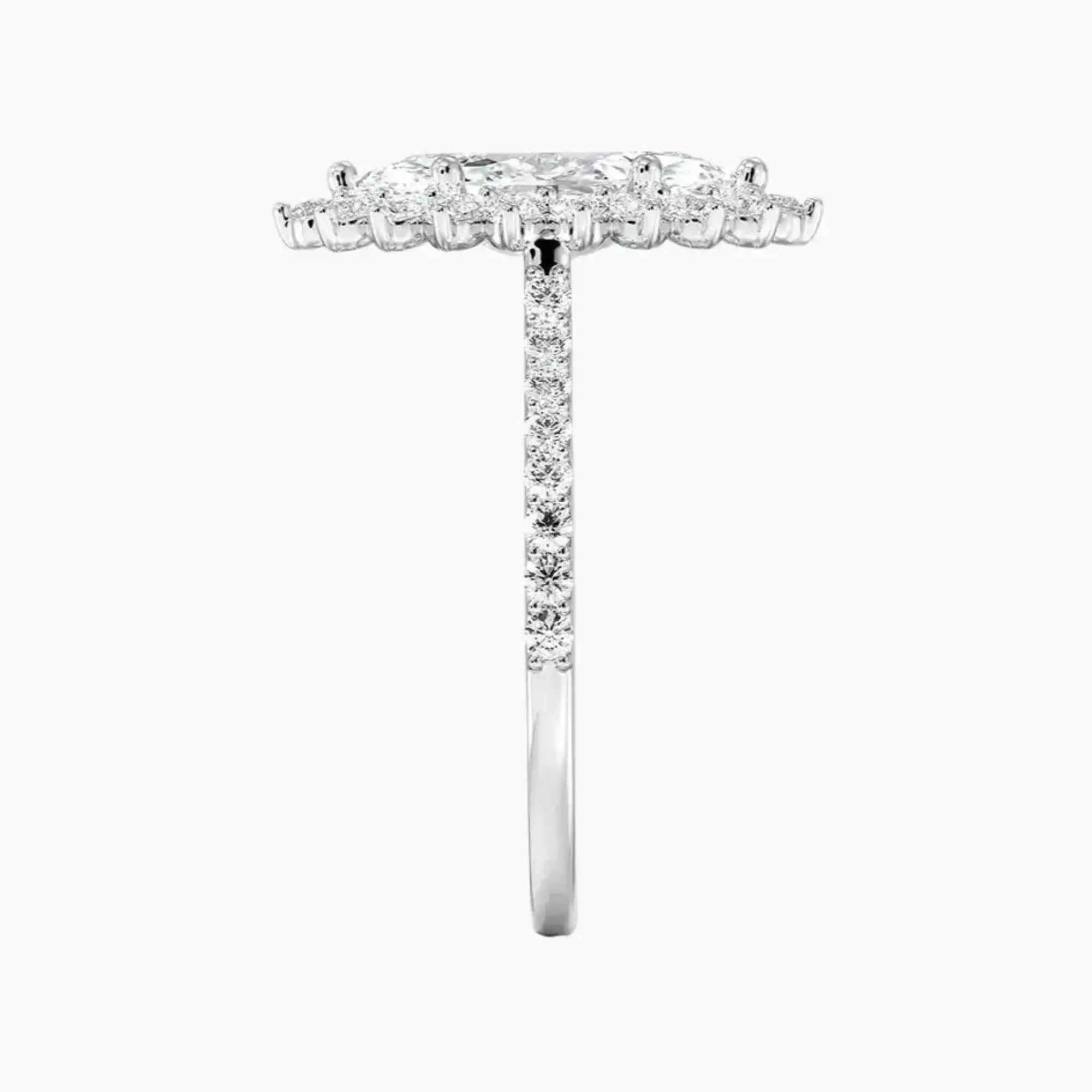 Soraya Pave Marquise Designer 1 Carat Lab Grown Diamond Engagement Ring in 18K Yellow Gold