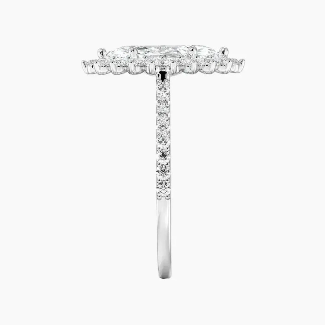 Soraya Pave Marquise Designer 1 Carat Lab Grown Diamond Engagement Ring in 18K White Gold