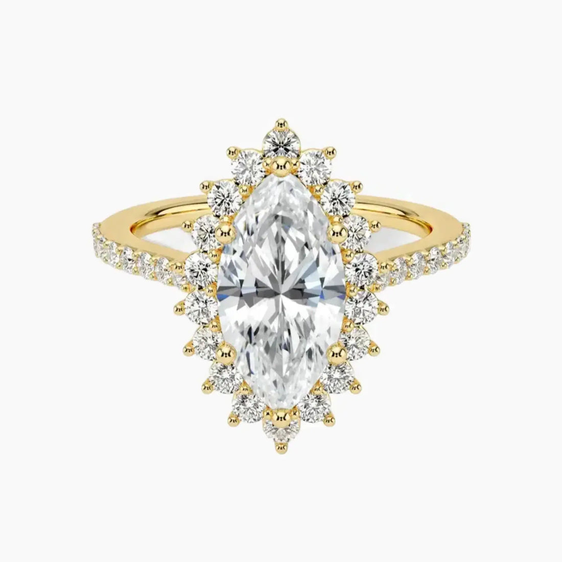 Soraya Pave Marquise Designer 3 Carat Lab Grown Diamond Engagement Ring in 18K Rose Gold