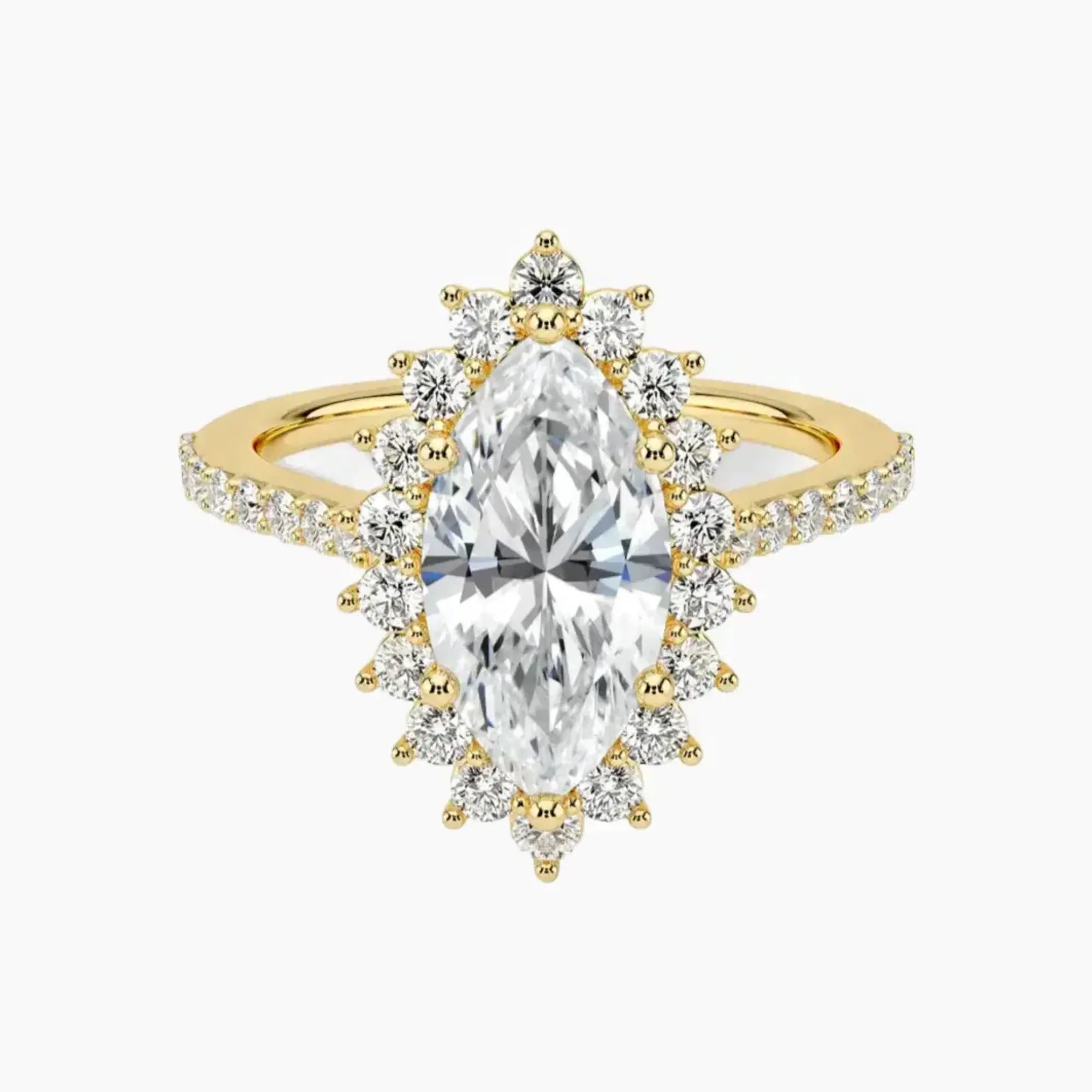 Soraya Pave Marquise Designer 2 Carat Lab Grown Diamond Engagement Ring in 18K Rose Gold