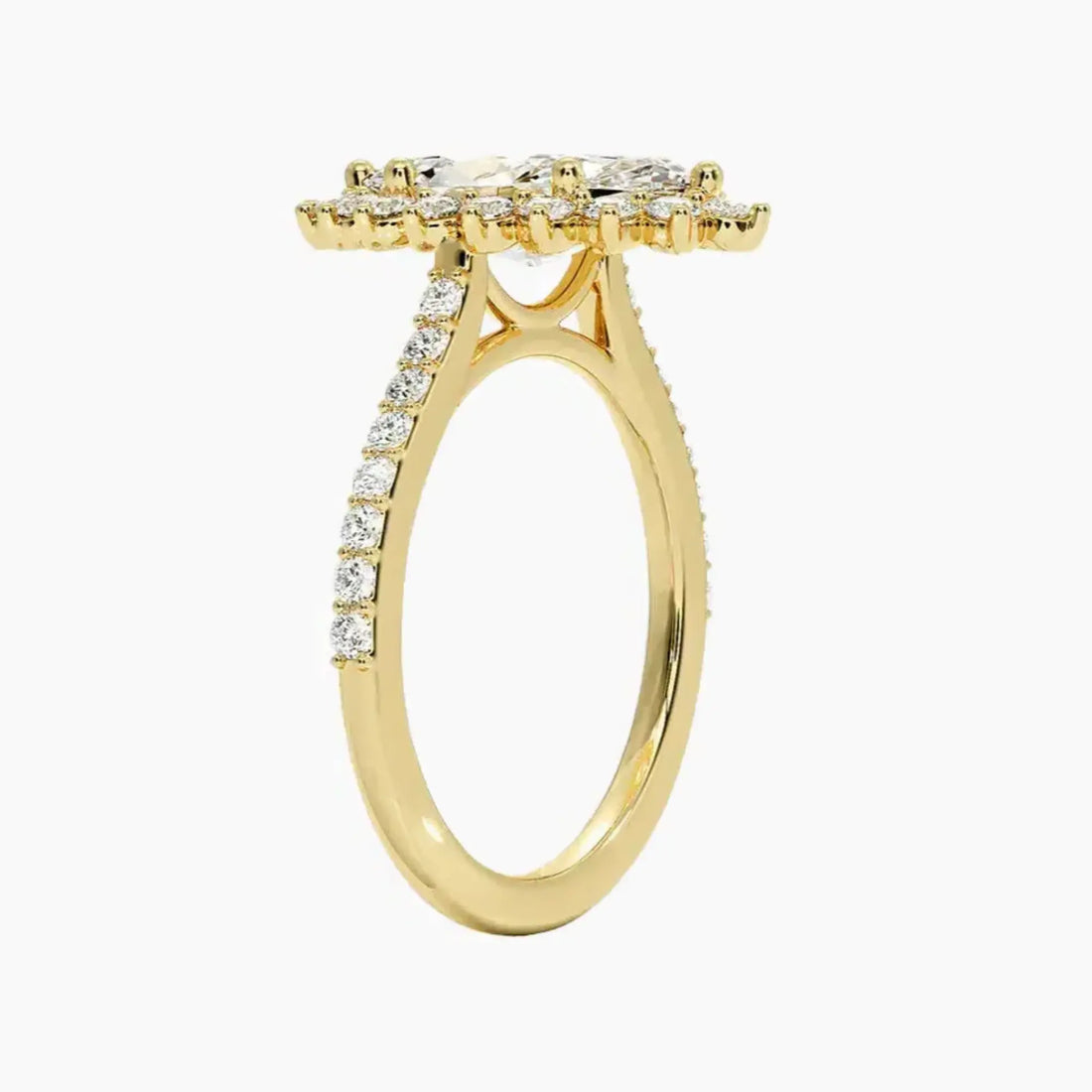 Soraya Pave Marquise Designer 2.5 Carat Lab Grown Diamond Engagement Ring in 14K White Gold