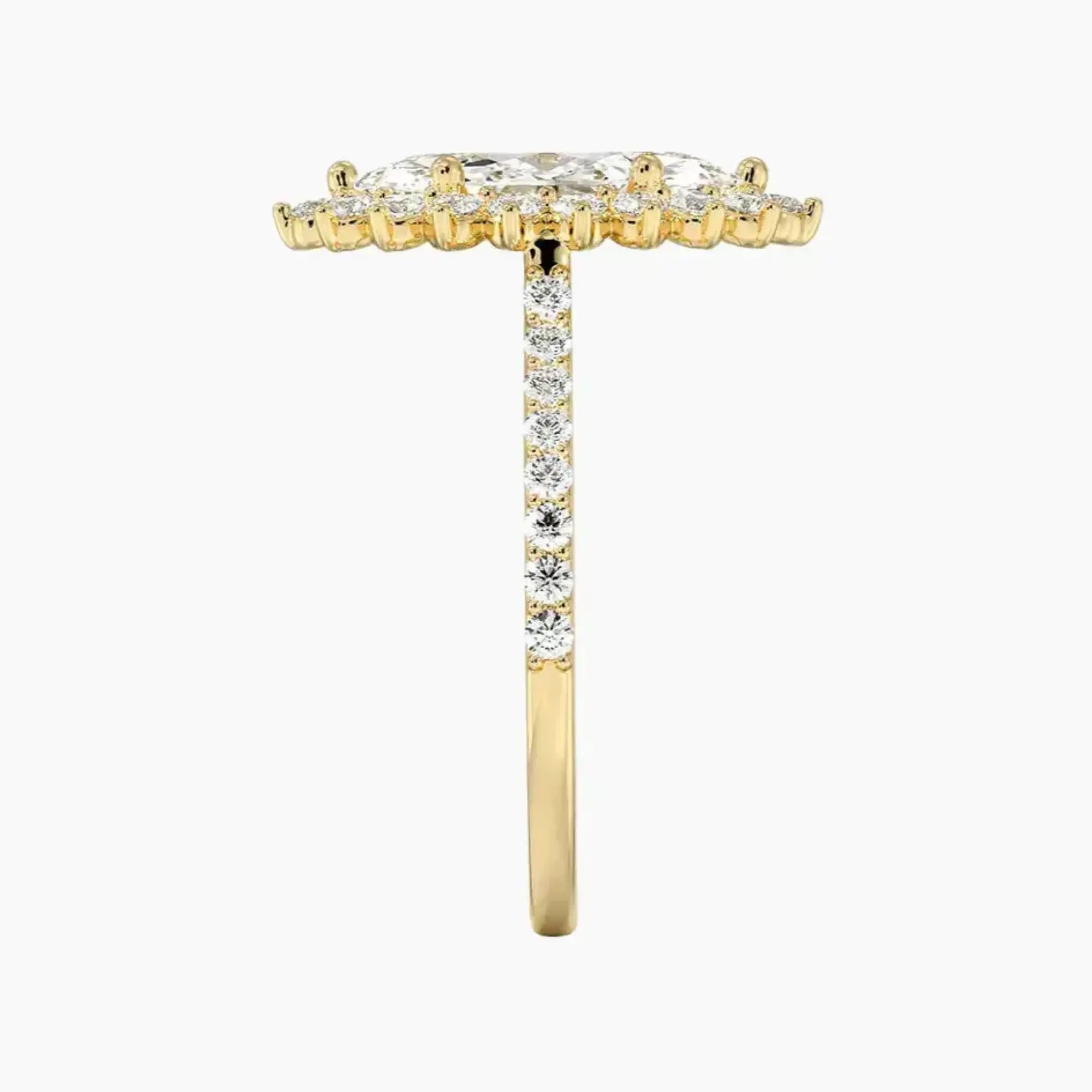 Soraya Pave Marquise Designer Diamond Ring Setting in 14K Yellow Gold