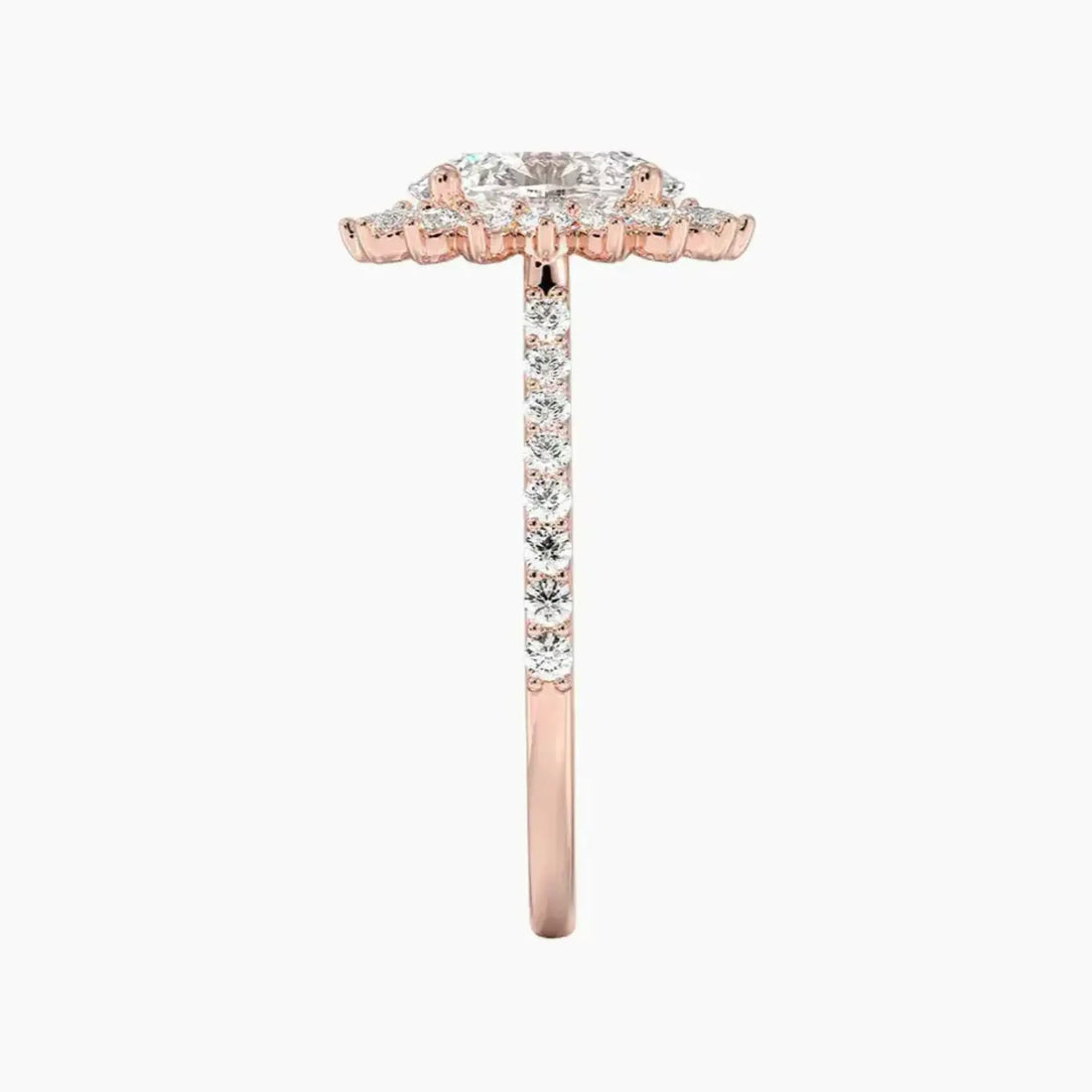 Soraya Pave Oval Designer Diamond Ring Setting in 18K Rose Gold
