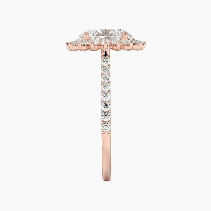 Soraya Pave Oval Designer 2.5 Carat Lab Grown Diamond Engagement Ring in 14K Yellow Gold