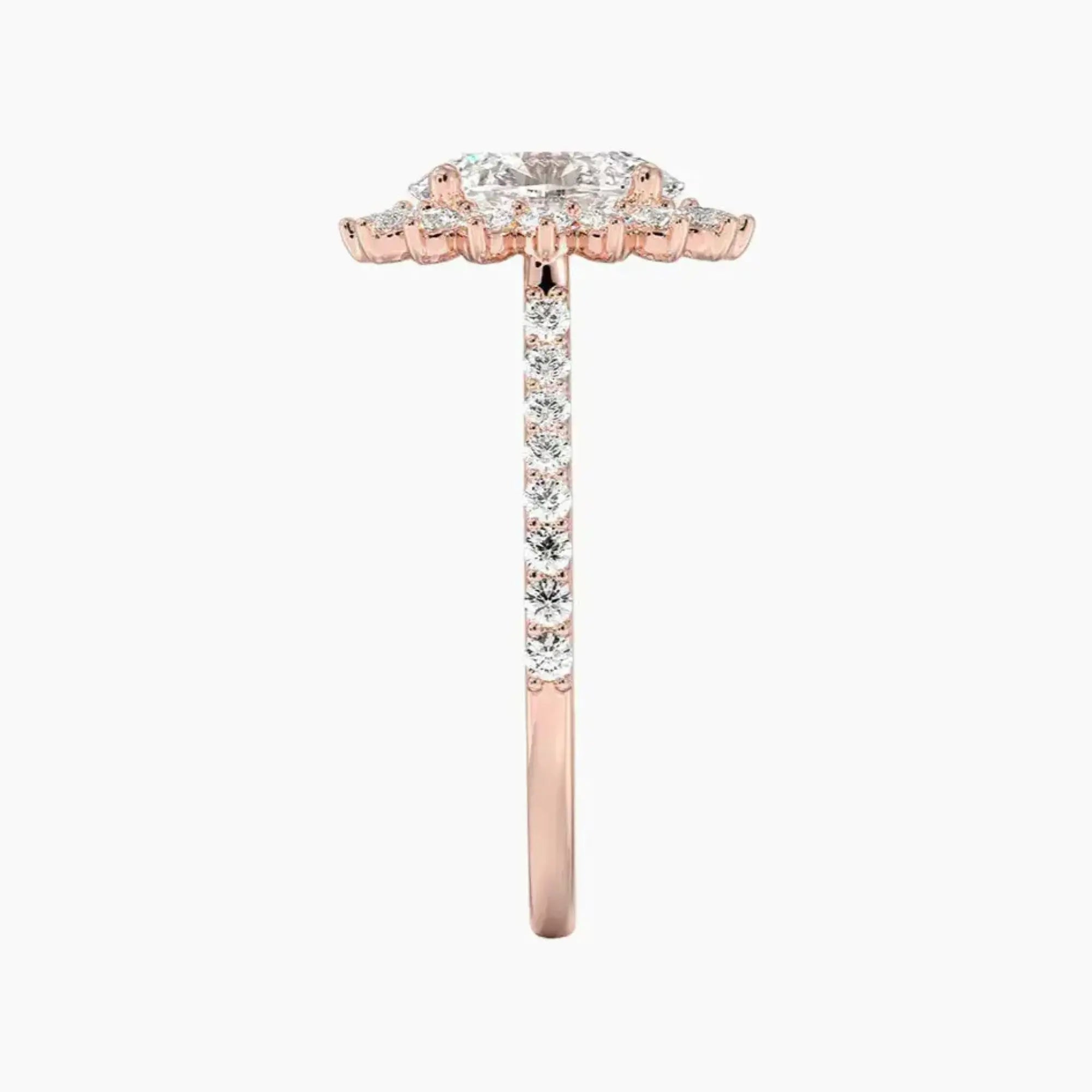 Soraya Pave Oval Designer 3 Carat Lab Grown Diamond Engagement Ring in 14K White Gold