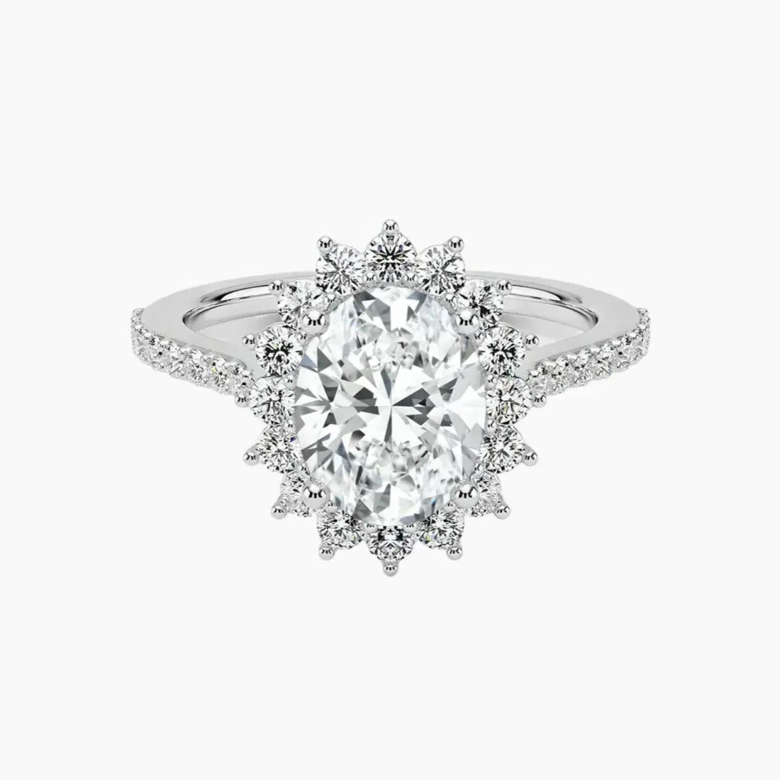 Soraya Pave Oval Designer 1.5 Carat Lab Grown Diamond Engagement Ring in 18K Yellow Gold