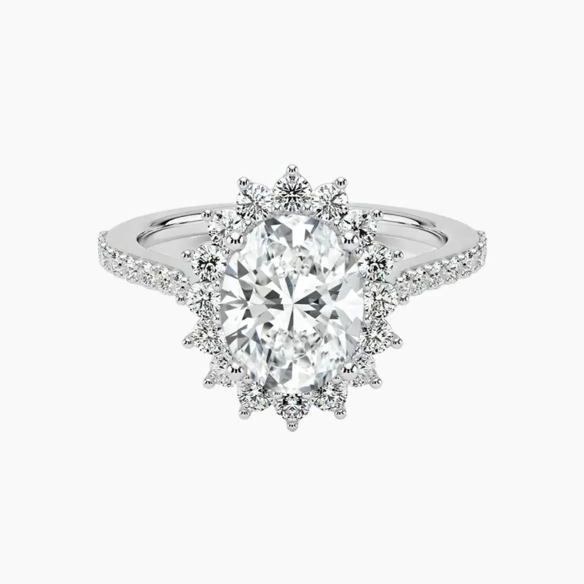 Soraya Pave Oval Designer 3 Carat Lab Grown Diamond Engagement Ring in 18K Yellow Gold