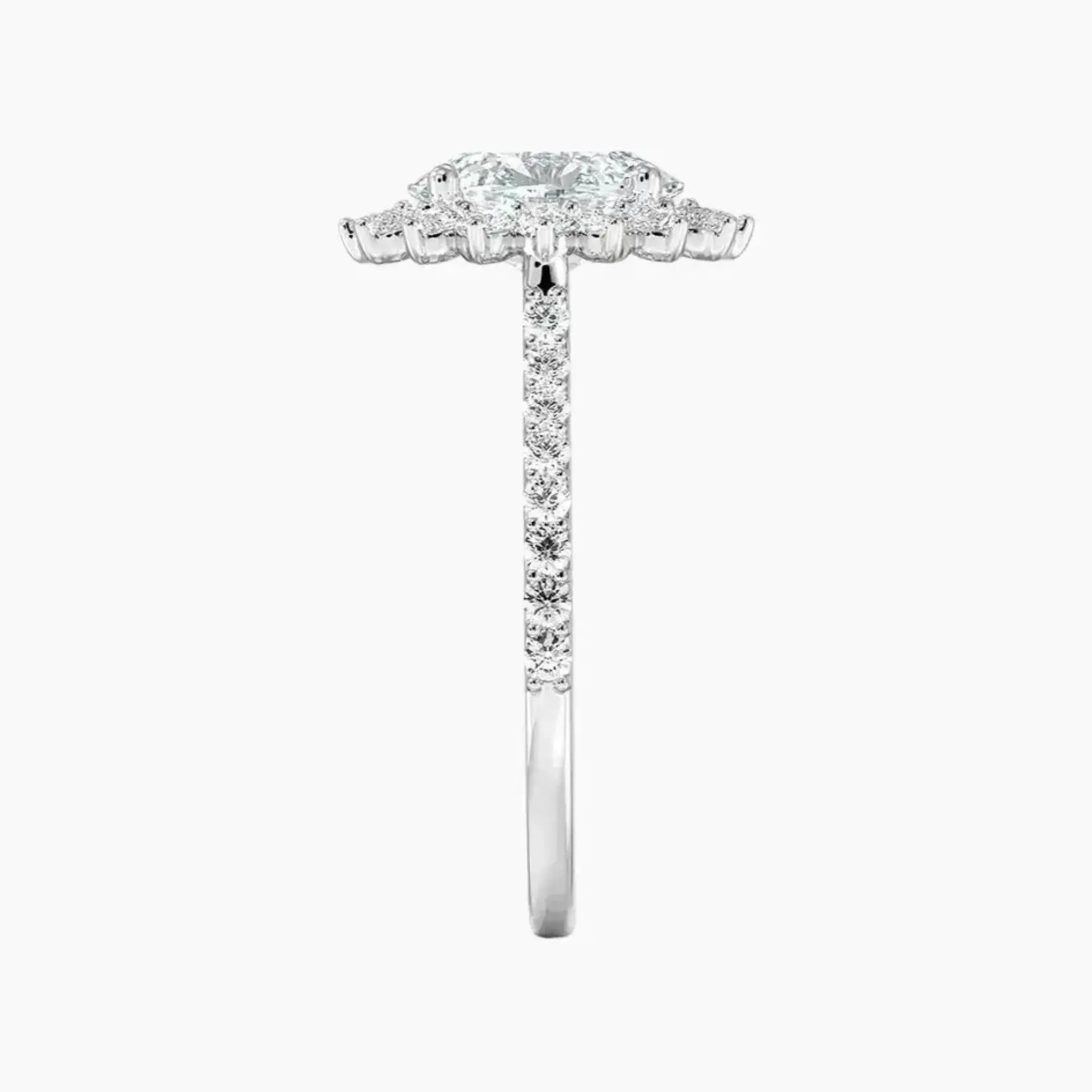 Soraya Pave Oval Designer 1 Carat Lab Grown Diamond Engagement Ring in 18K Rose Gold