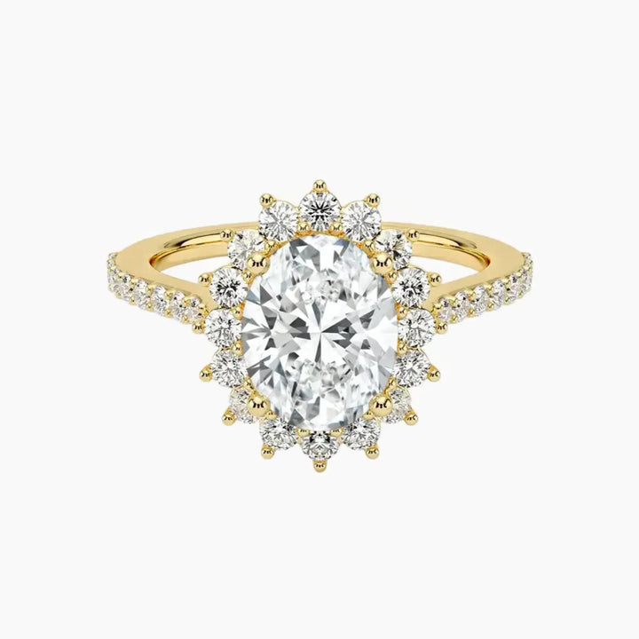 Soraya Pave Oval Designer 1 Carat Lab Grown Diamond Engagement Ring in 18K Yellow Gold