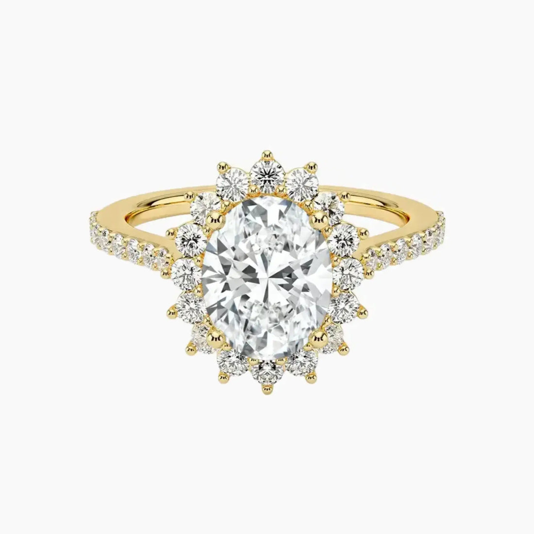 Soraya Pave Oval Designer 1 Carat Lab Grown Diamond Engagement Ring in 18K Rose Gold