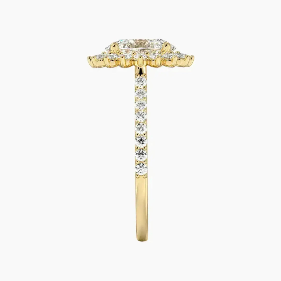 Soraya Pave Oval Designer 3 Carat Lab Grown Diamond Engagement Ring in 14K White Gold