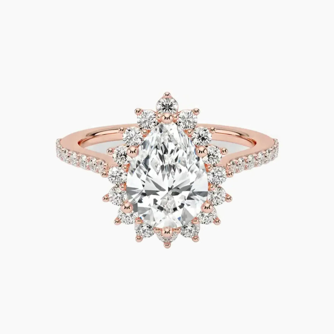 Soraya Pave Pear Designer Diamond Ring Setting in 18K Rose Gold