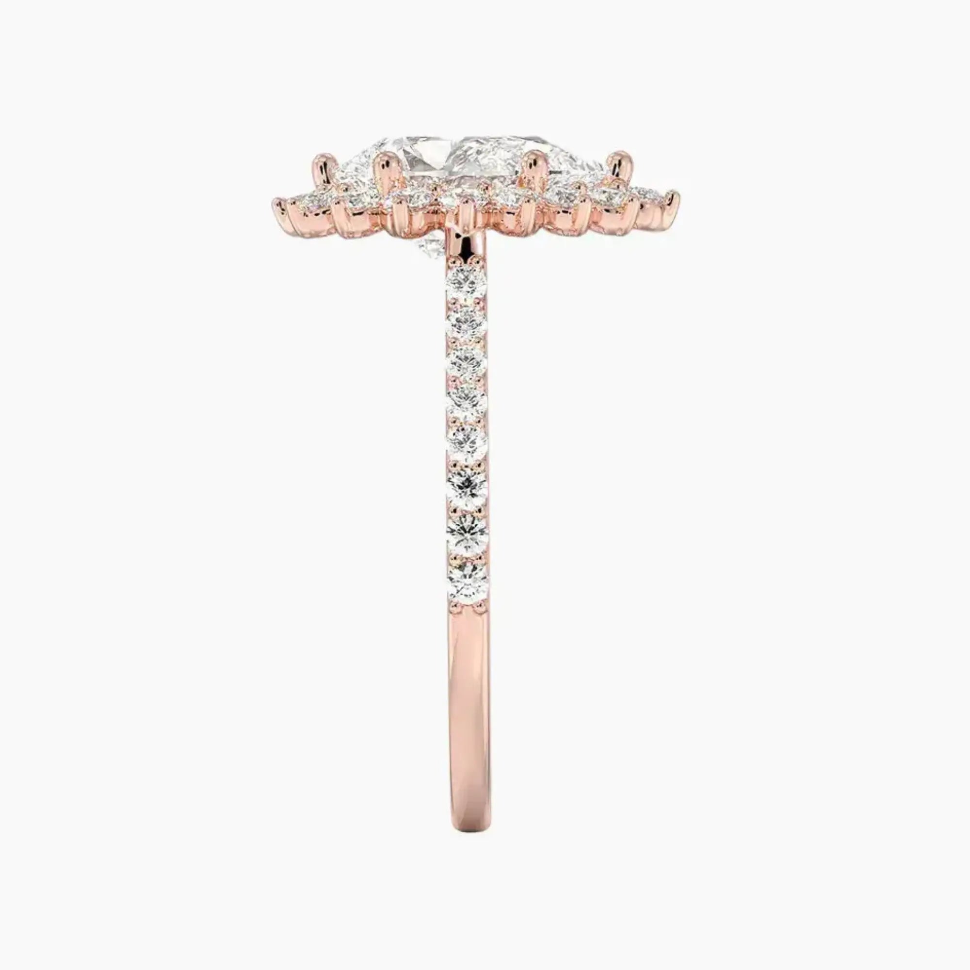 Soraya Pave Pear Designer 2.5 Carat Lab Grown Diamond Engagement Ring in 18K White Gold