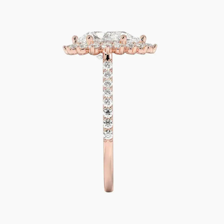 Soraya Pave Pear Designer 2 Carat Lab Grown Diamond Engagement Ring in 18K Yellow Gold