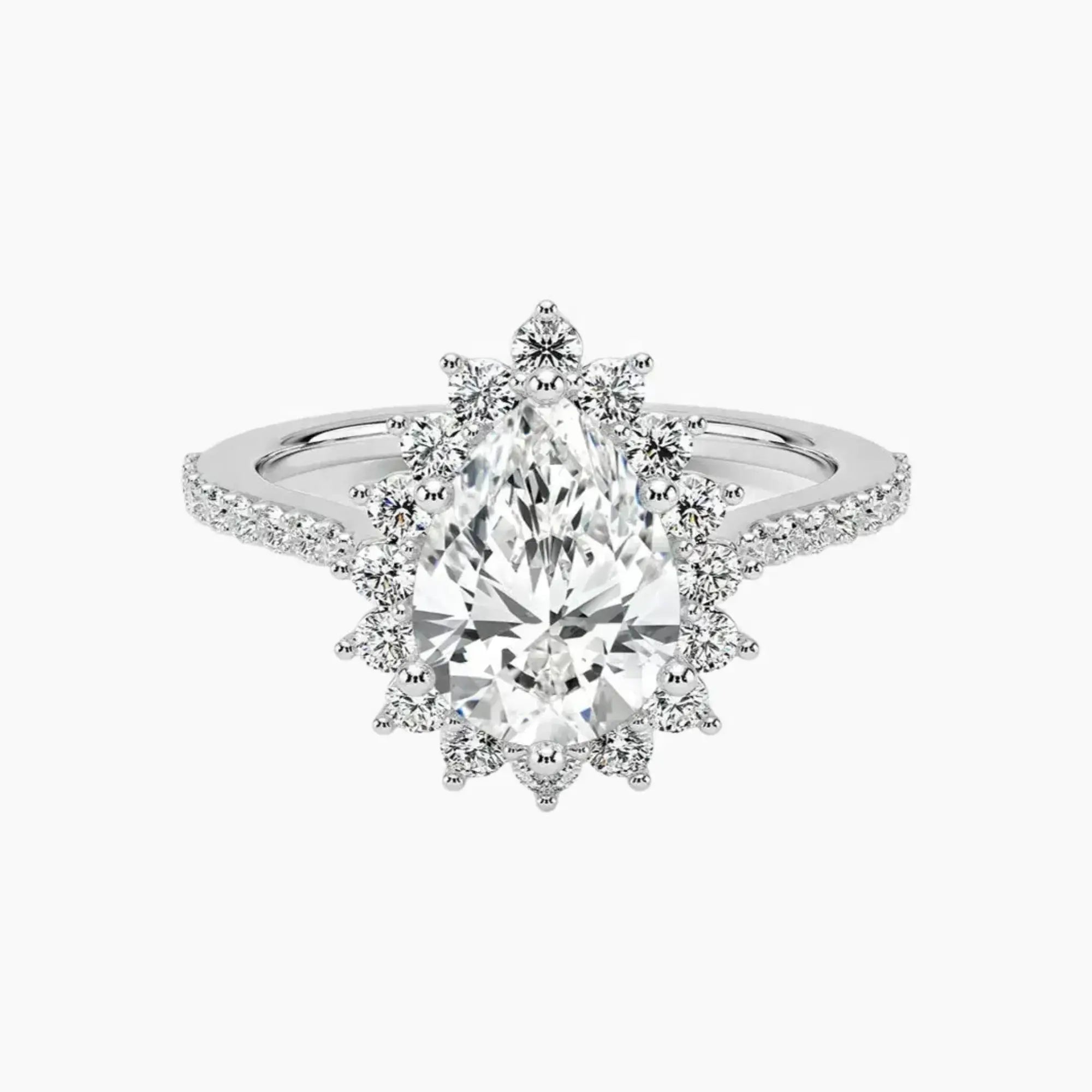 Soraya Pave Pear Designer Diamond Ring Setting in 14K White Gold