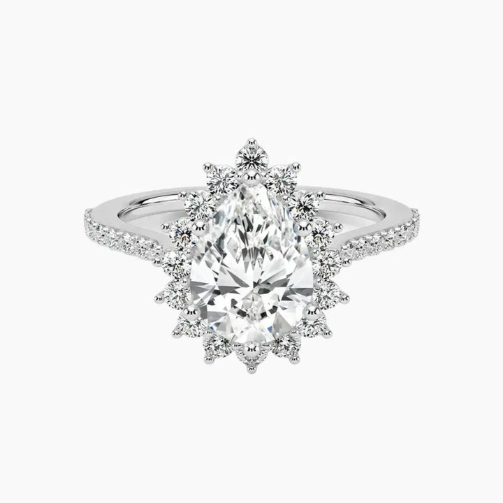 Soraya Pave Pear Designer 2.5 Carat Lab Grown Diamond Engagement Ring in 18K White Gold