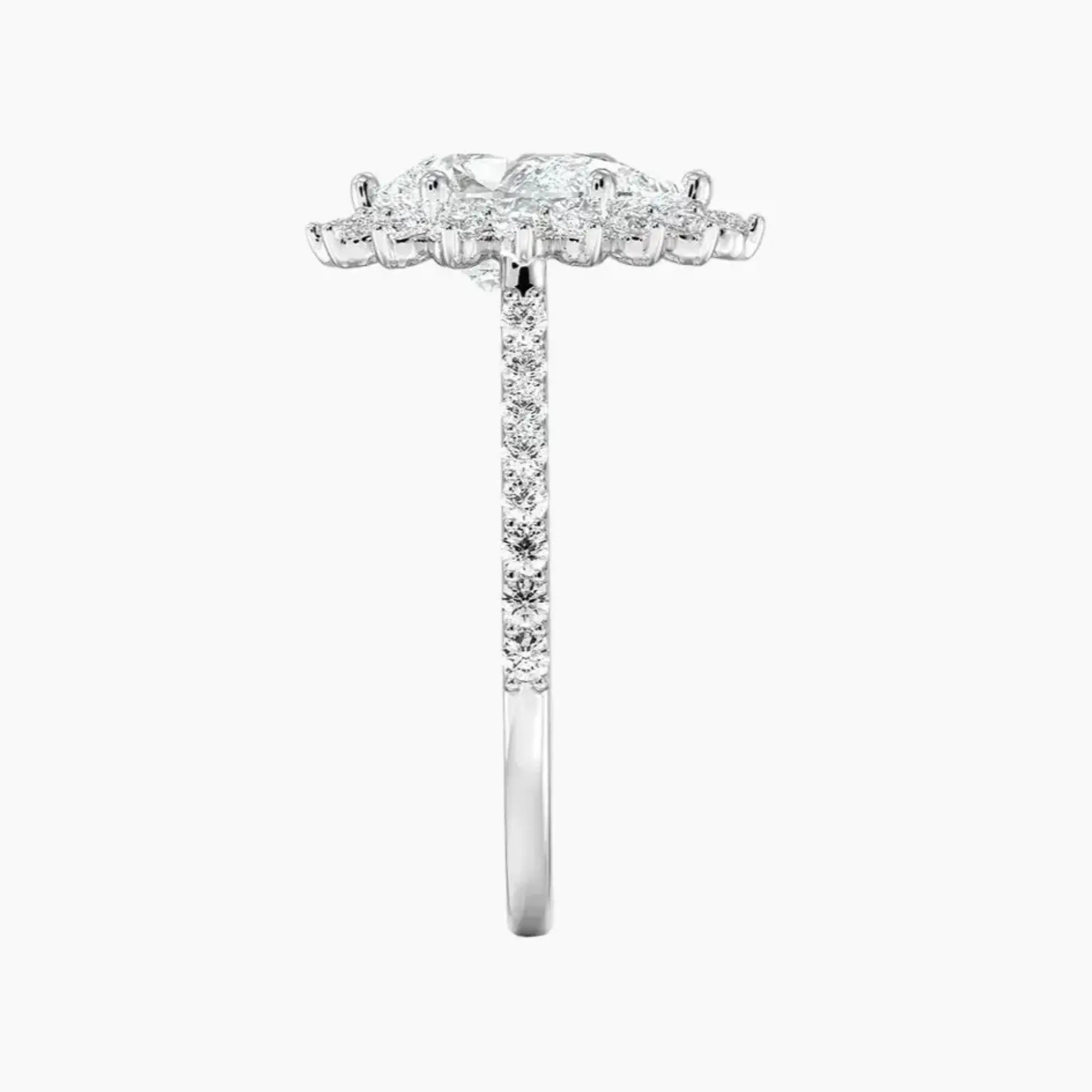 Soraya Pave Pear Designer Diamond Ring Setting in 18K White Gold