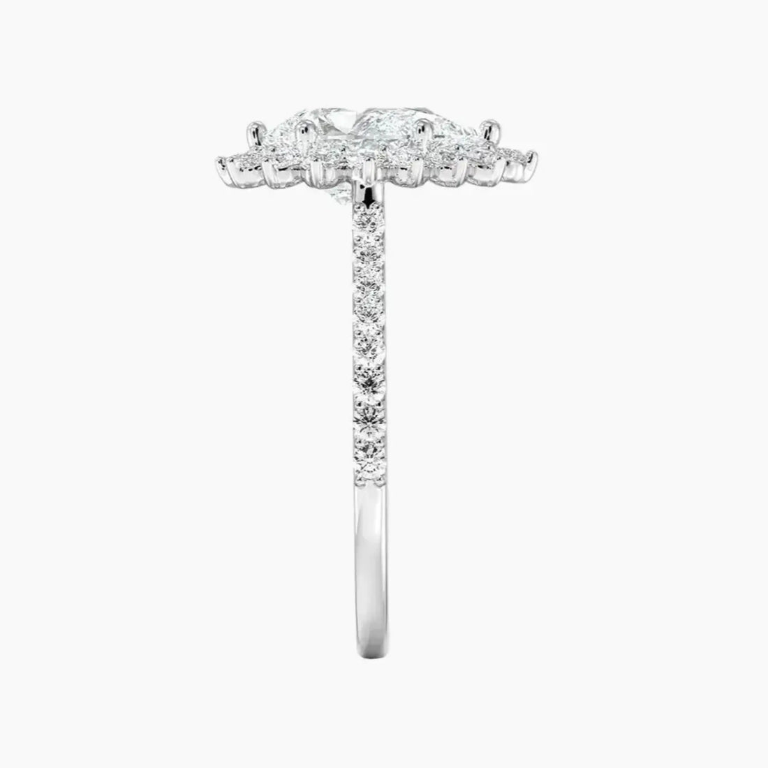 Soraya Pave Pear Designer 1 Carat Lab Grown Diamond Engagement Ring in 18K Yellow Gold