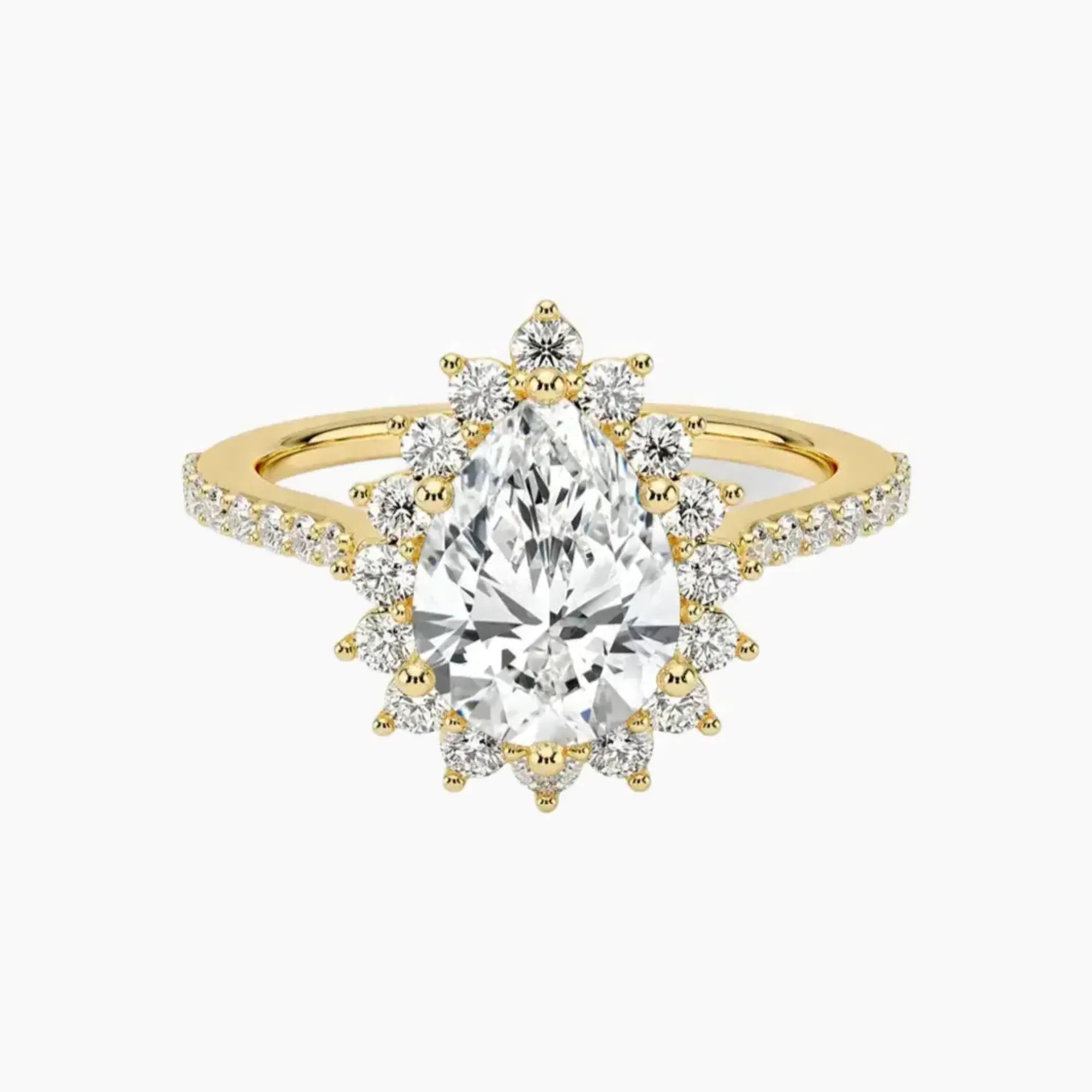 Soraya Pave Pear Designer 2.5 Carat Lab Grown Diamond Engagement Ring in 18K White Gold