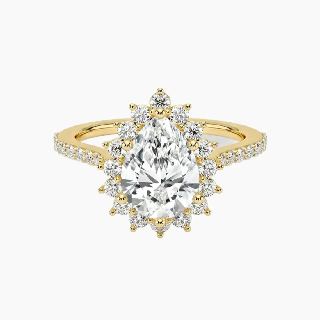 Soraya Pave Pear Designer Diamond Ring Setting in 14K Rose Gold