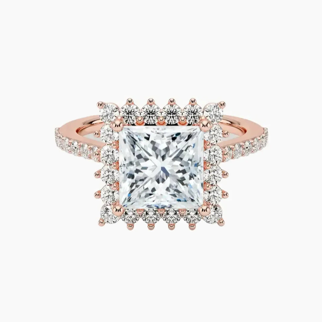 Soraya Pave Princess Designer 3 Carat Lab Grown Diamond Engagement Ring in 18K Yellow Gold