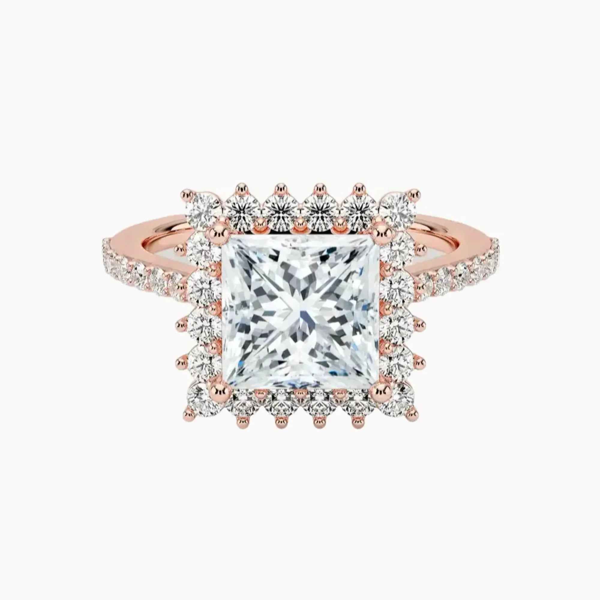 Soraya Pave Princess Designer 1.5 Carat Lab Grown Diamond Engagement Ring in 14K Yellow Gold