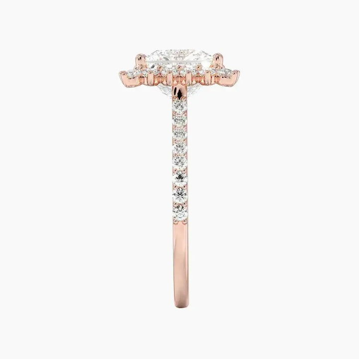 Soraya Pave Princess Designer 1.5 Carat Lab Grown Diamond Engagement Ring in 18K White Gold